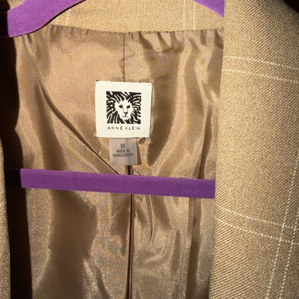 Anne Klein Beige Plaid Blazer - Picture 3 of 4